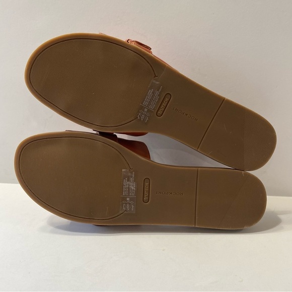 Rockport "NEW" Rust Brown Yara Buckle Open Toe Slide Sandals Size 9 - Picture 6 of 8